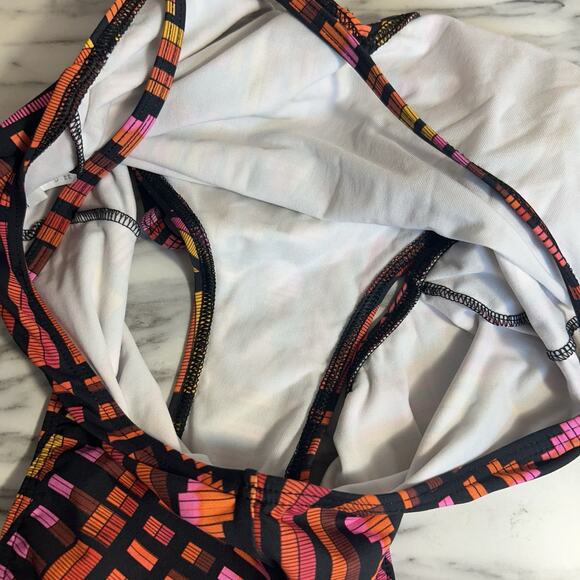 Kuny Mare Barcelona Kente Print One Piece Swimsuit Size 10 Cheeky Geometric - Picture 8 of 8
